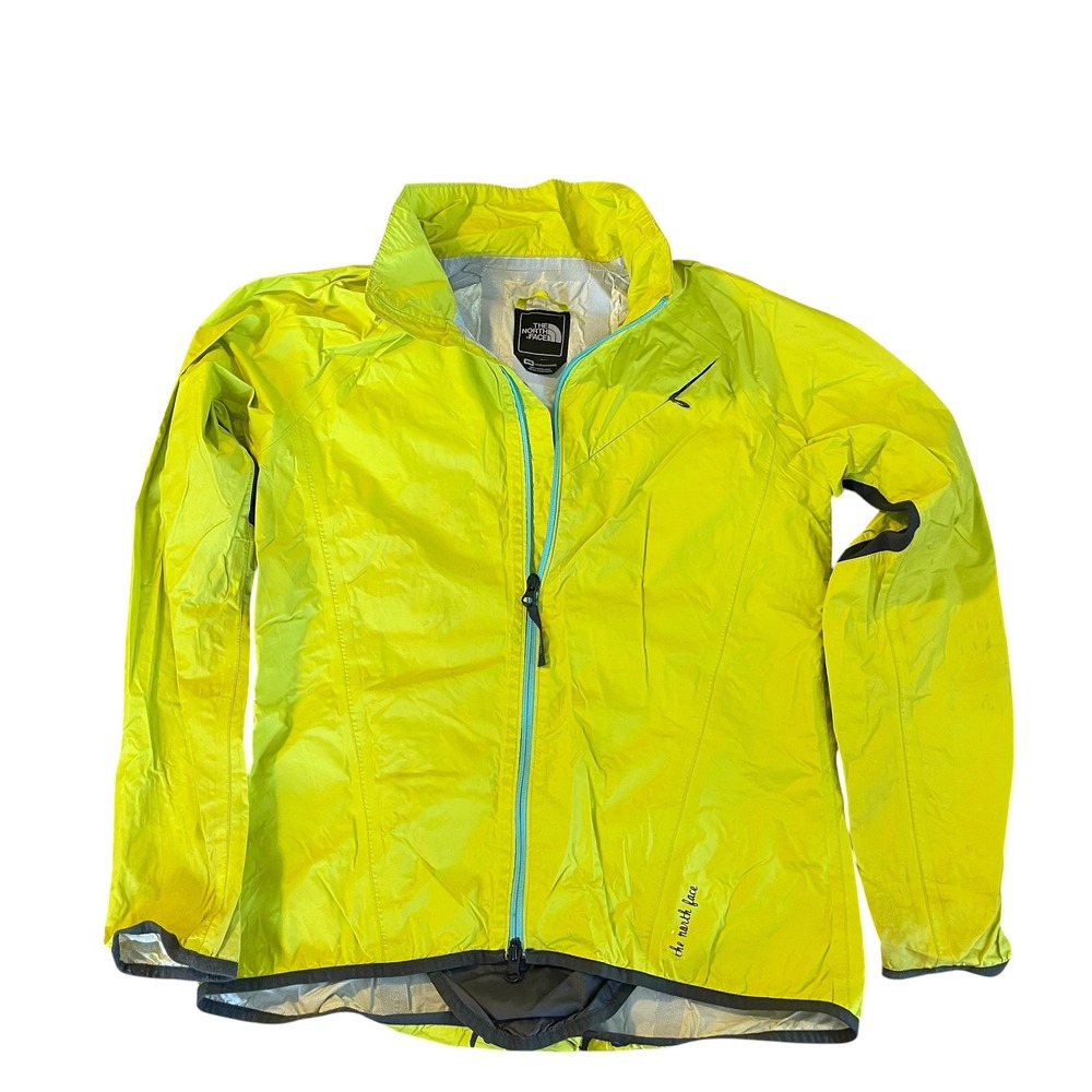 The North Face Womens Neon Yellow Floral Packable Running Rain Jacket Size M